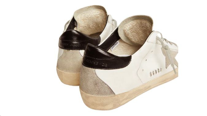 Golden Goose Super-star white black heel tab and metal stud lettering