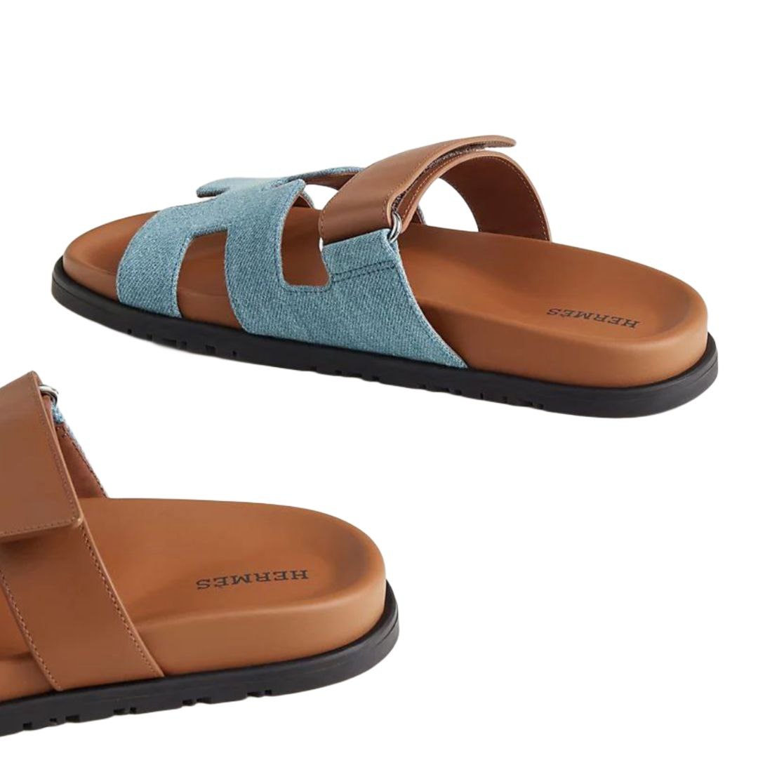 Hermès Chypre sandal 'bleu clair / naturel'