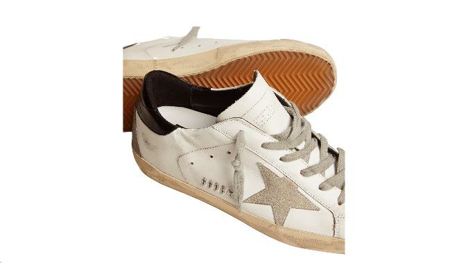 Golden Goose Super-star white black heel tab and metal stud lettering
