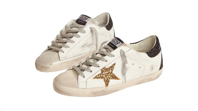 Golden Goose Super-star nappa leather with gold glitter star